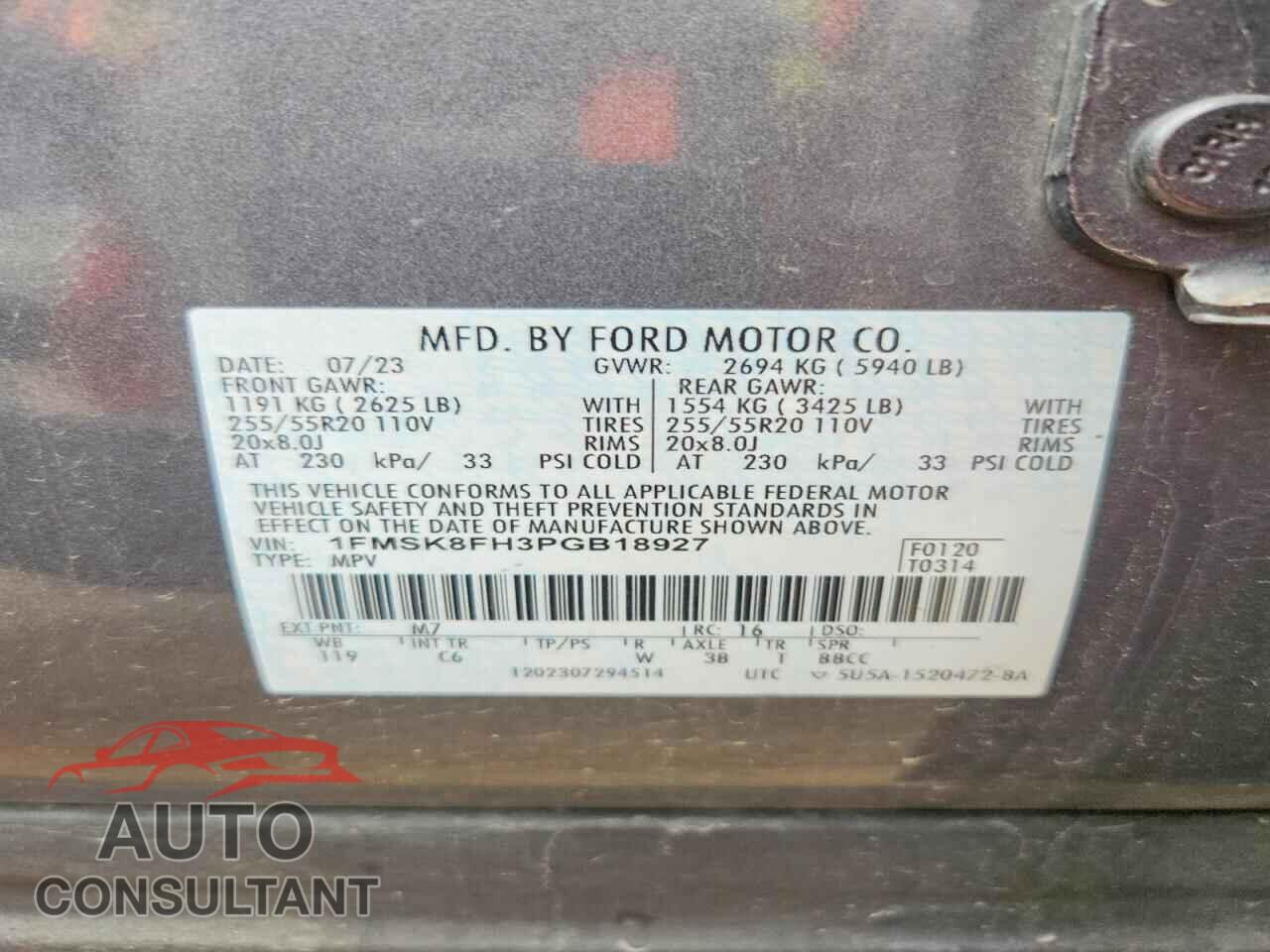 FORD EXPLORER 2023 - 1FMSK8FH3PGB18927