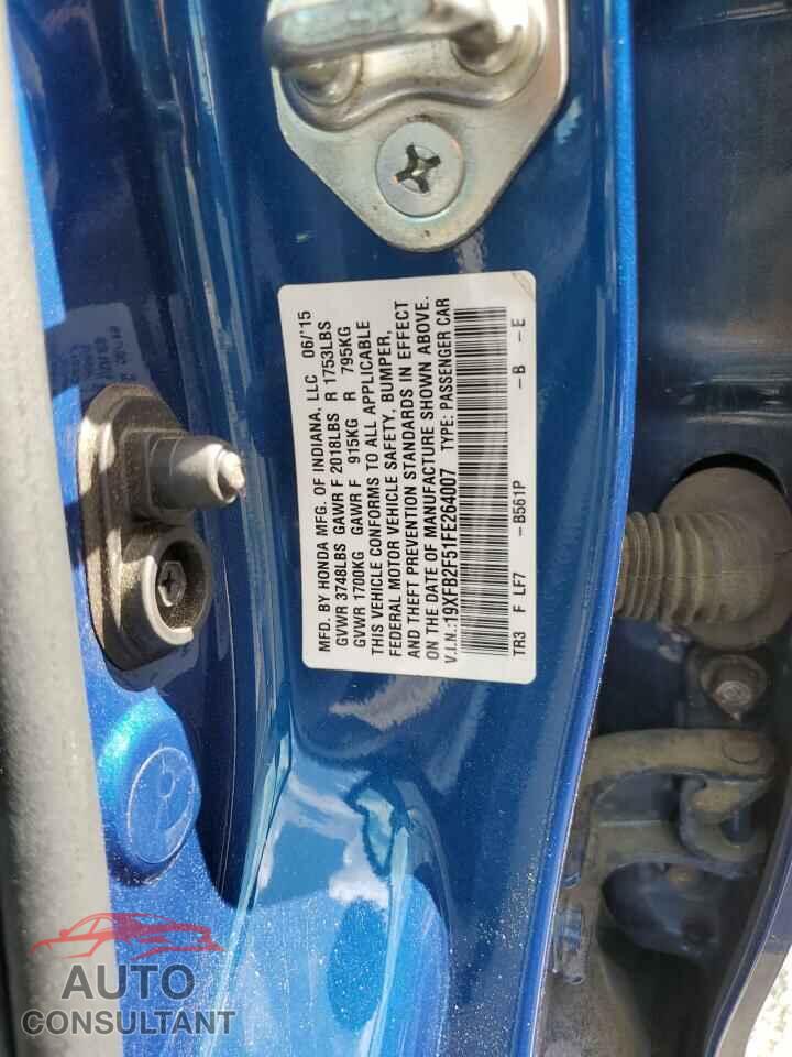 HONDA CIVIC 2015 - 19XFB2F51FE264007