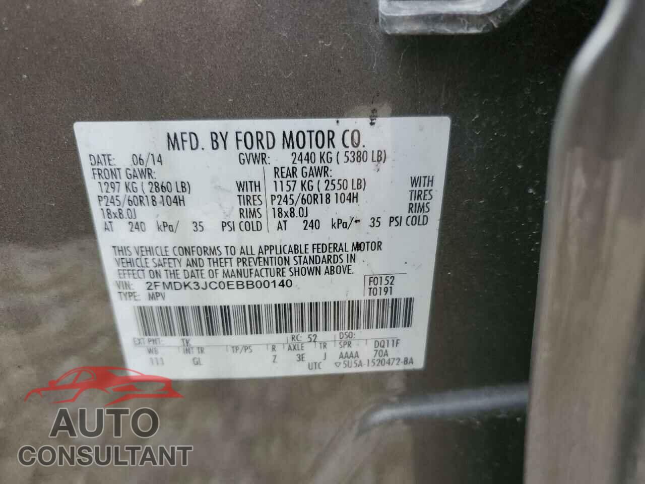 FORD EDGE 2014 - 2FMDK3JC0EBB00140