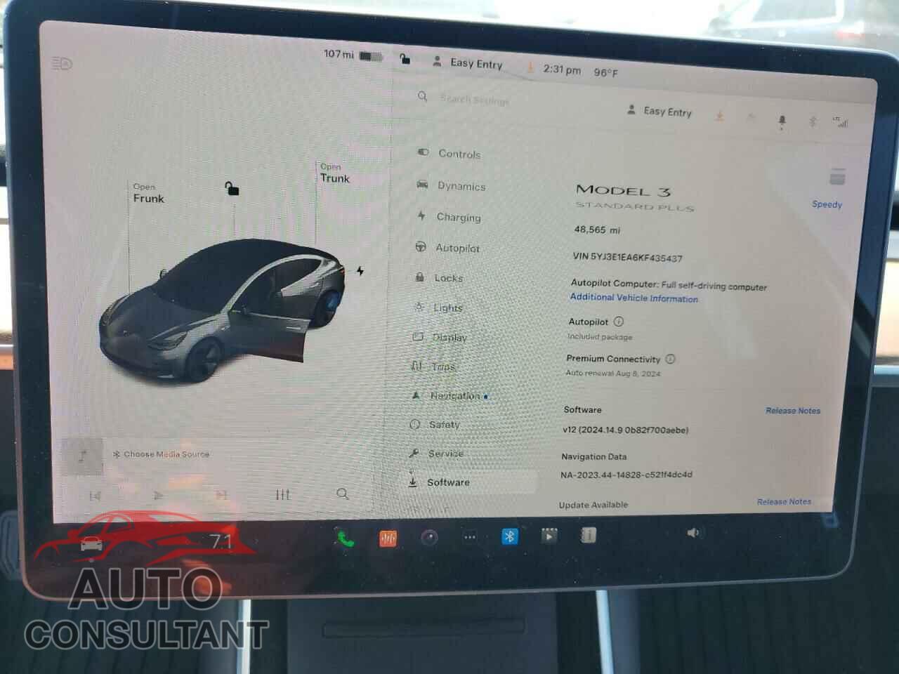 TESLA MODEL 3 2019 - 5YJ3E1EA6KF435437
