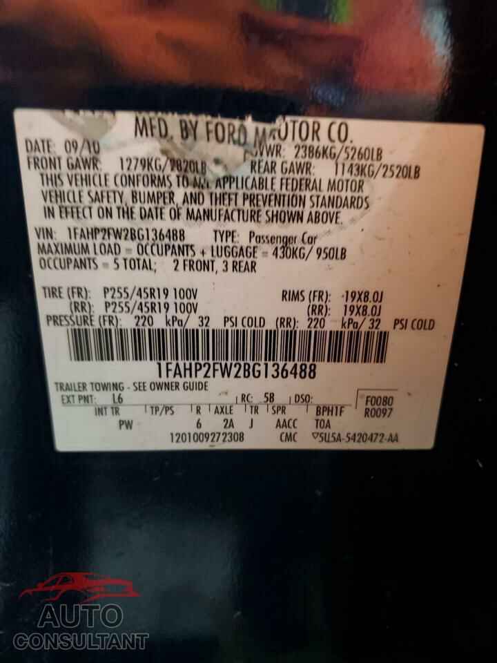 FORD TAURUS 2011 - 1FAHP2FW2BG136488