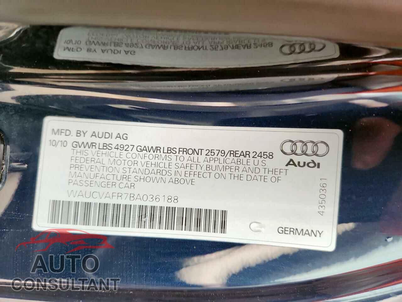 AUDI S5/RS5 2011 - WAUCVAFR7BA036188