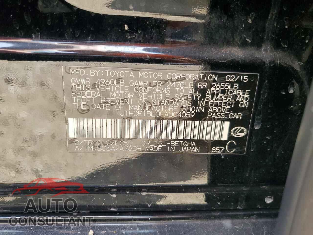 LEXUS GS350 2015 - JTHCE1BL0FA004059