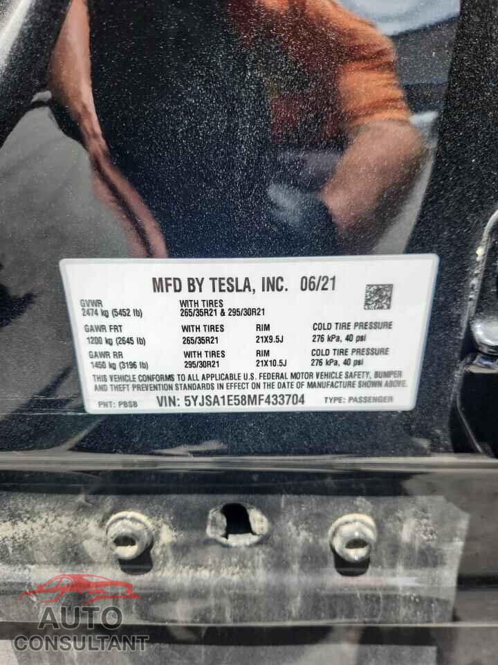 TESLA MODEL S 2021 - 5YJSA1E58MF433704