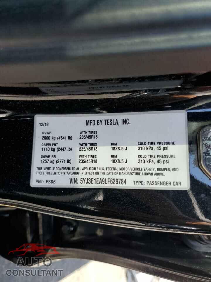 TESLA MODEL 3 2020 - 5YJ3E1EA9LF629784