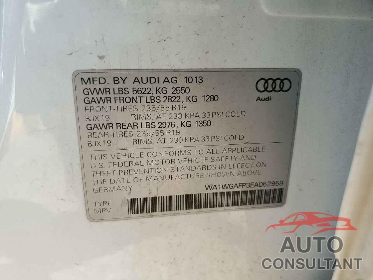AUDI Q5 2014 - WA1WGAFP3EA052959