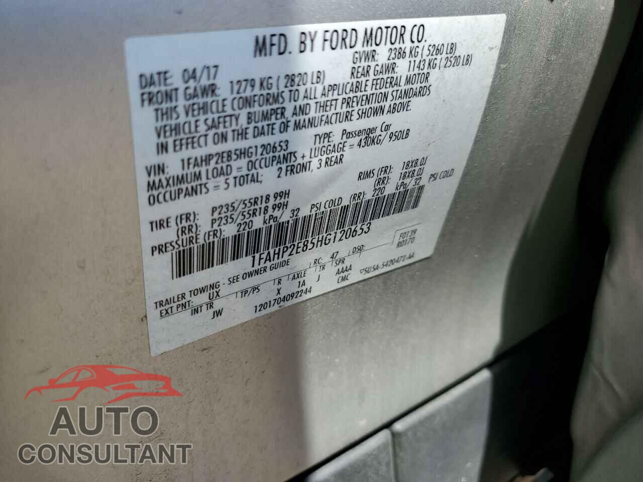 FORD TAURUS 2017 - 1FAHP2E85HG120653