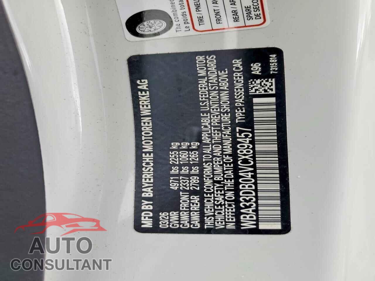 BMW 4 SERIES 2027 - WBA33DB04VCX89457