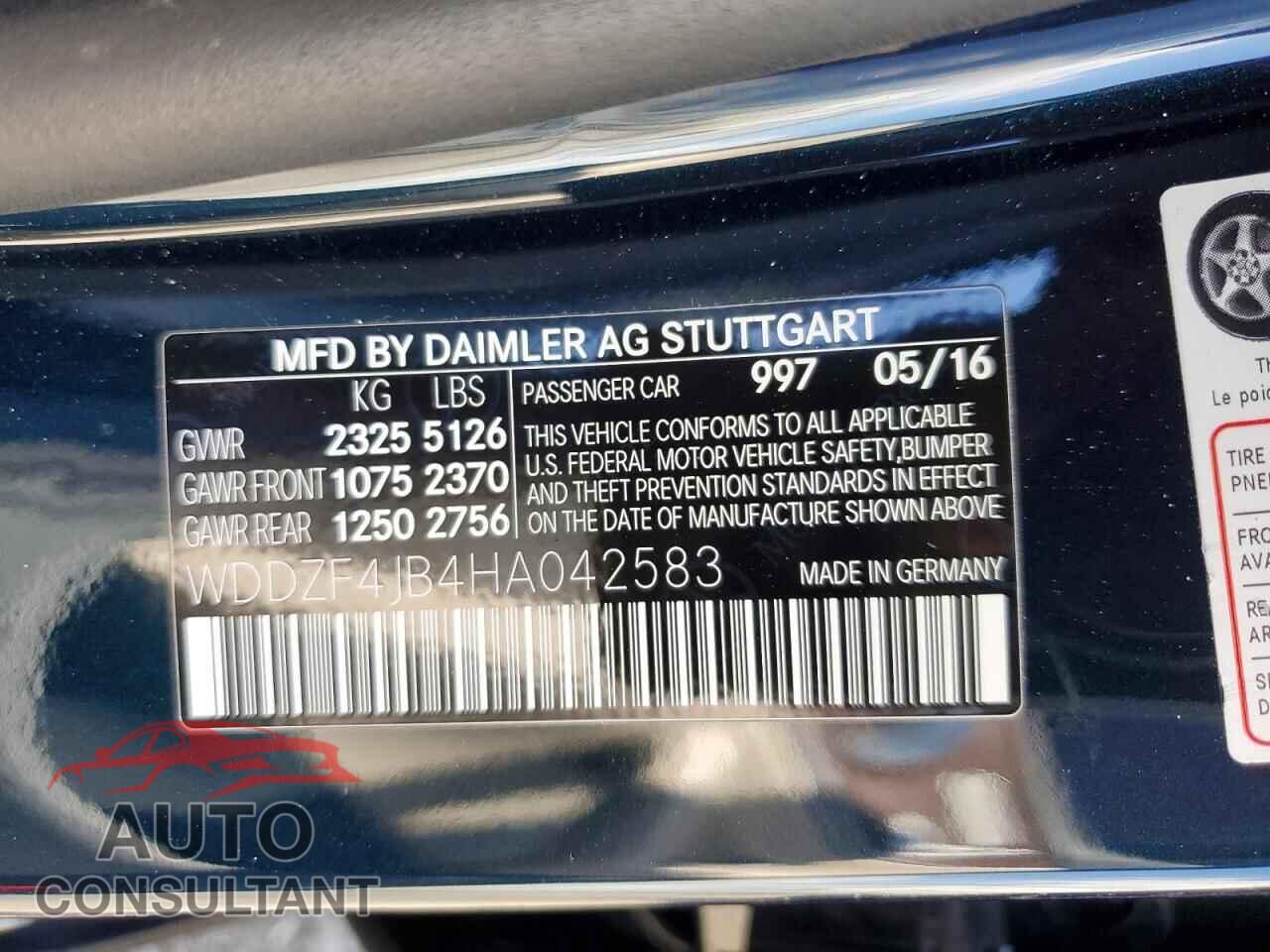 MERCEDES-BENZ E-CLASS 2017 - WDDZF4JB4HA042583