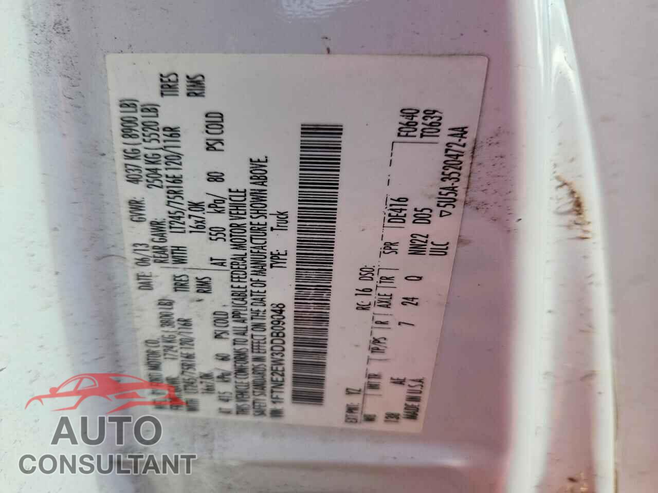 FORD ECONOLINE 2013 - 1FTNE2EW3DDB09048