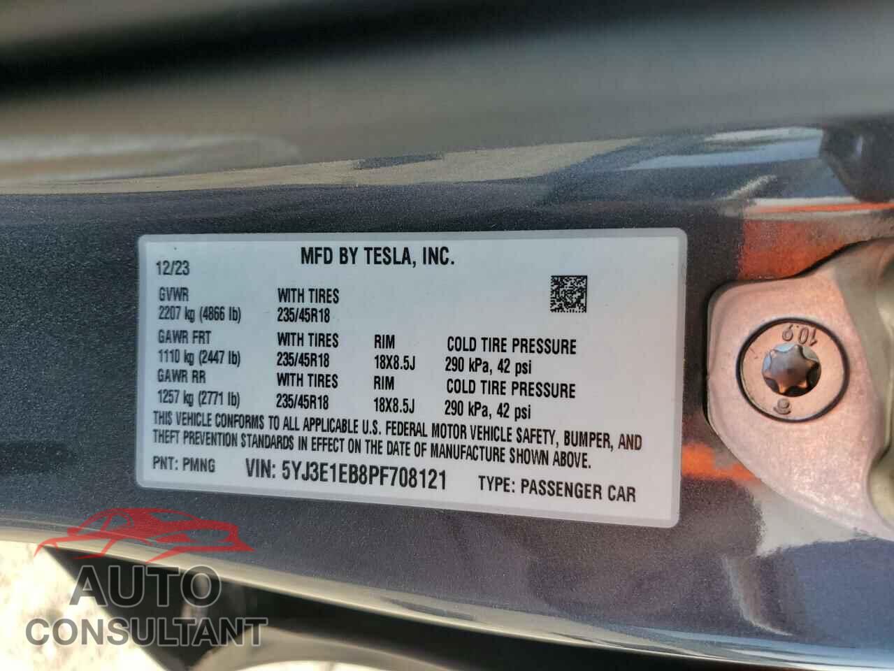 TESLA MODEL 3 2023 - 5YJ3E1EB8PF708121