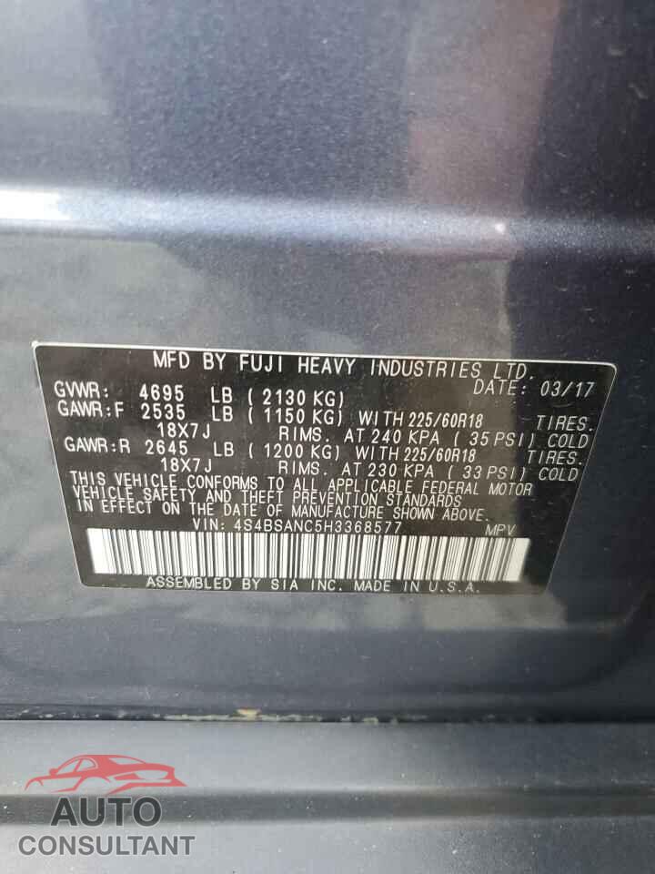 SUBARU OUTBACK 2017 - 4S4BSANC5H3368577