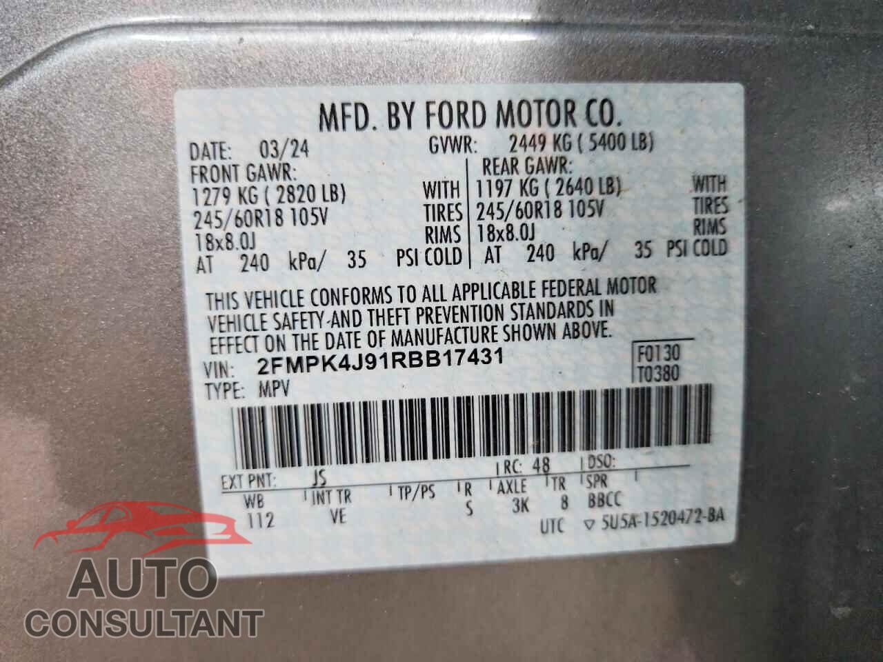 FORD EDGE 2024 - 2FMPK4J91RBB17431