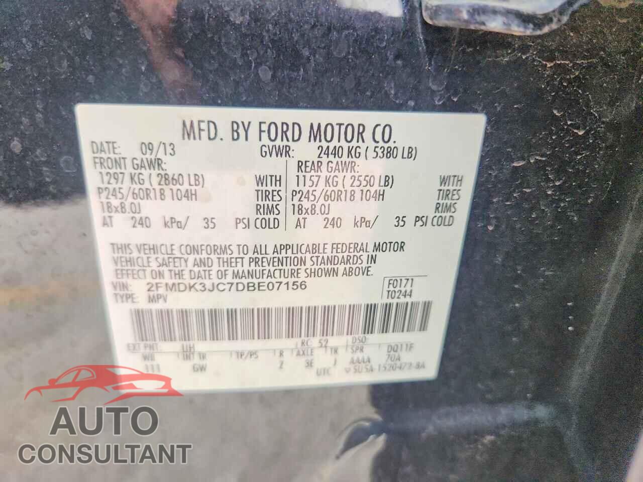 FORD EDGE 2013 - 2FMDK3JC7DBE07156