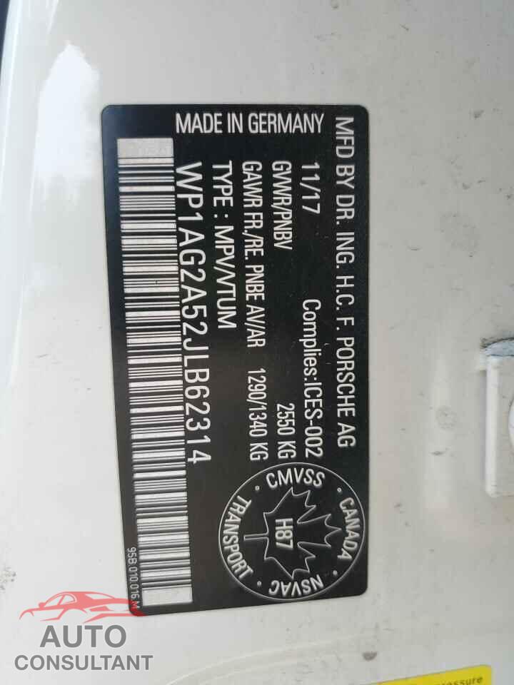PORSCHE MACAN 2018 - WP1AG2A52JLB62314