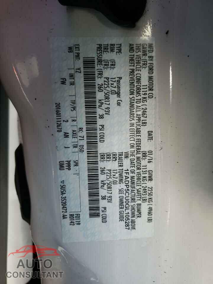FORD CMAX 2016 - 1FADP5CU0GL105287