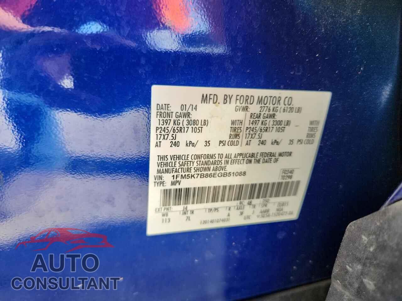 FORD EXPLORER 2014 - 1FM5K7B86EGB51088