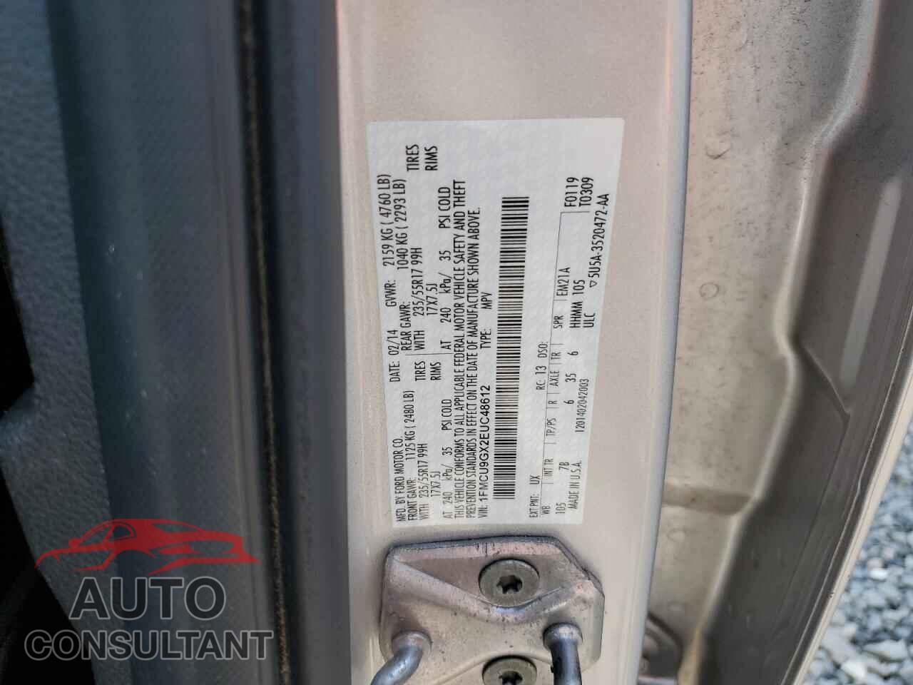 FORD ESCAPE 2014 - 1FMCU9GX2EUC48612