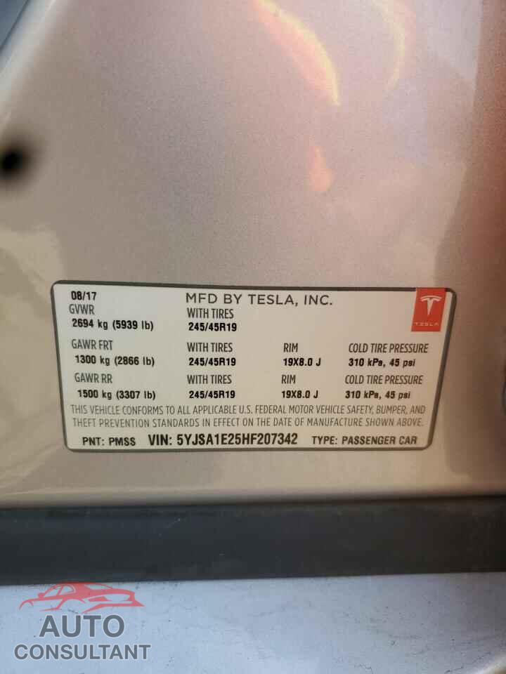 TESLA MODEL S 2017 - 5YJSA1E25HF207342