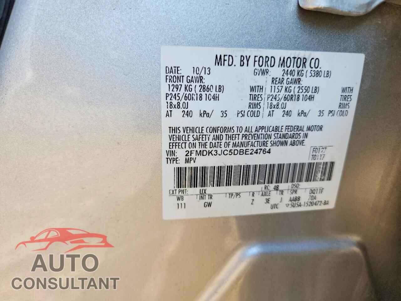 FORD EDGE 2013 - 2FMDK3JC5DBE24764