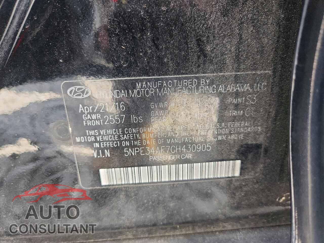 HYUNDAI SONATA 2016 - 5NPE34AF7GH430905