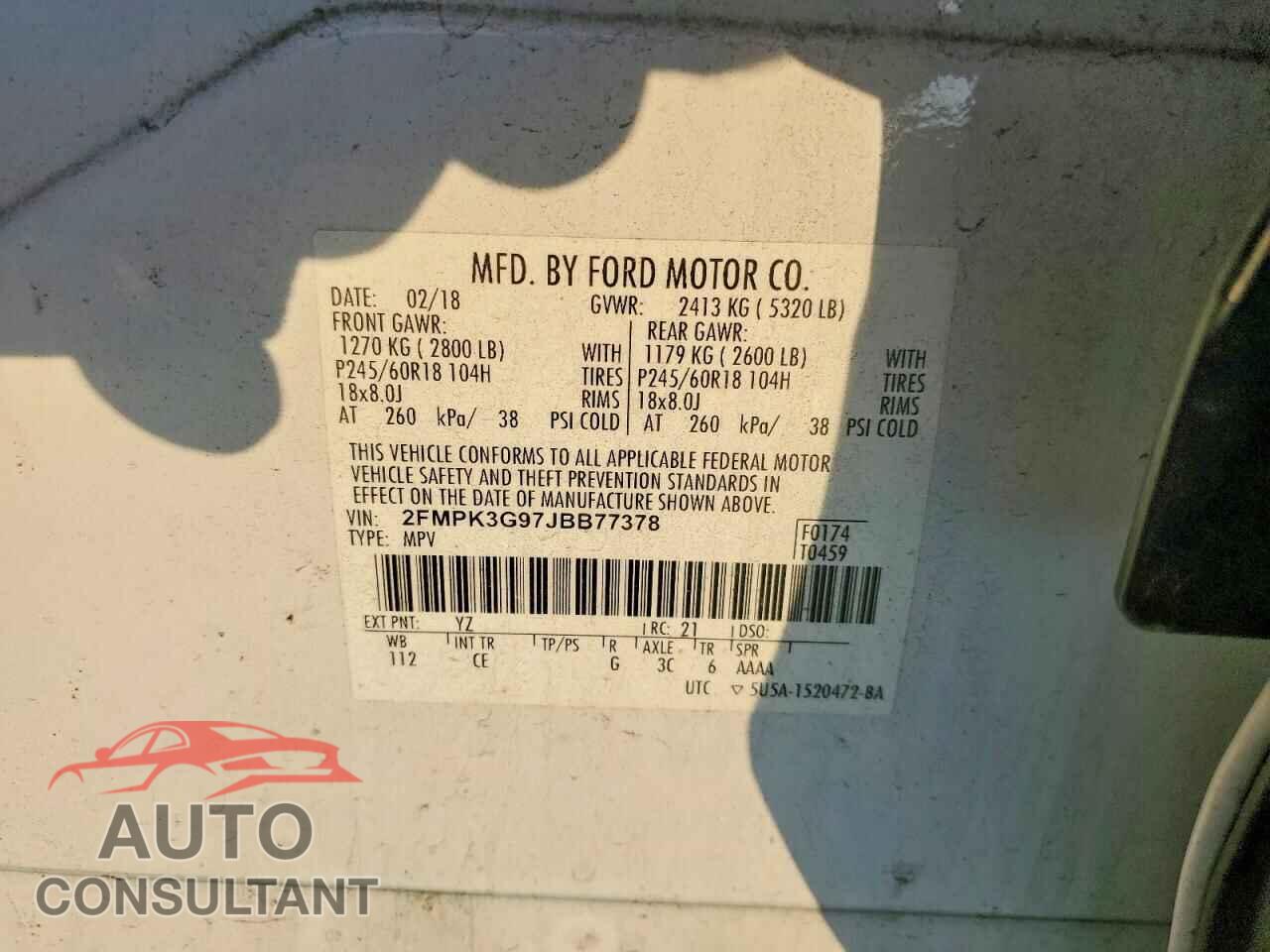 FORD EDGE 2018 - 2FMPK3G97JBB77378
