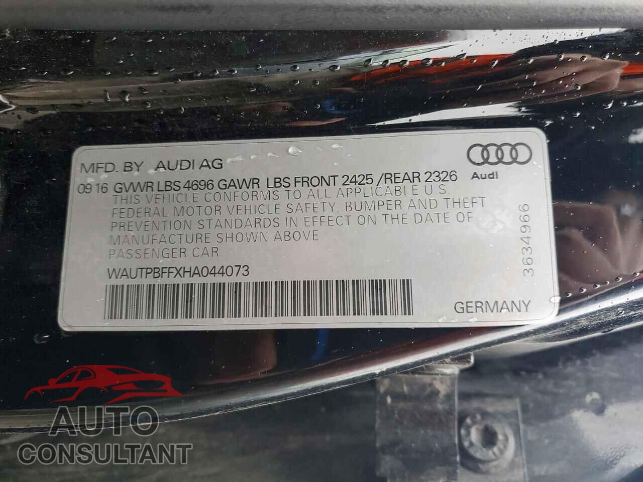 AUDI A3 2017 - WAUTPBFFXHA044073