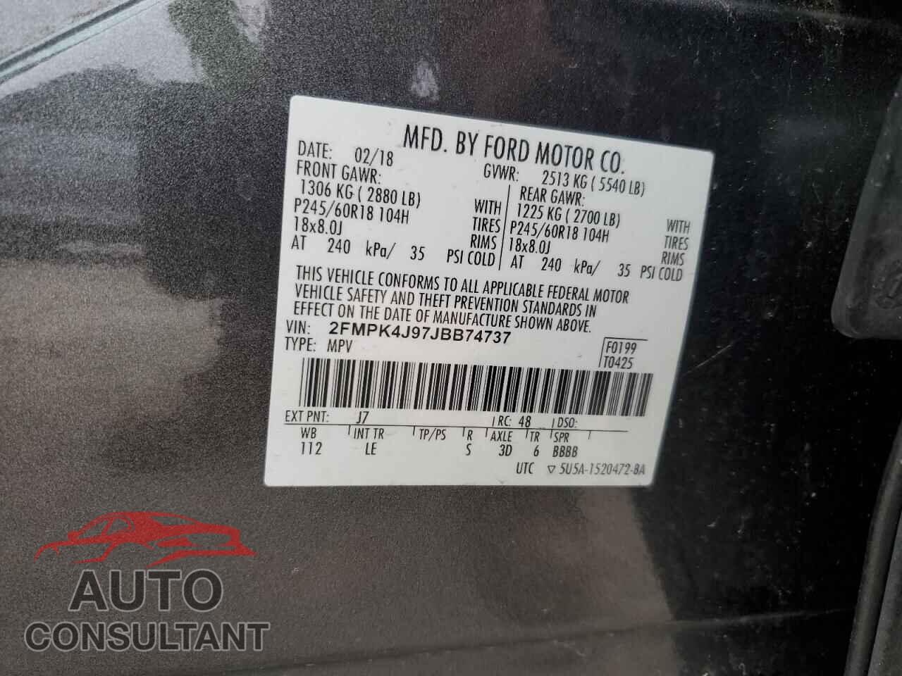 FORD EDGE 2018 - 2FMPK4J97JBB74737