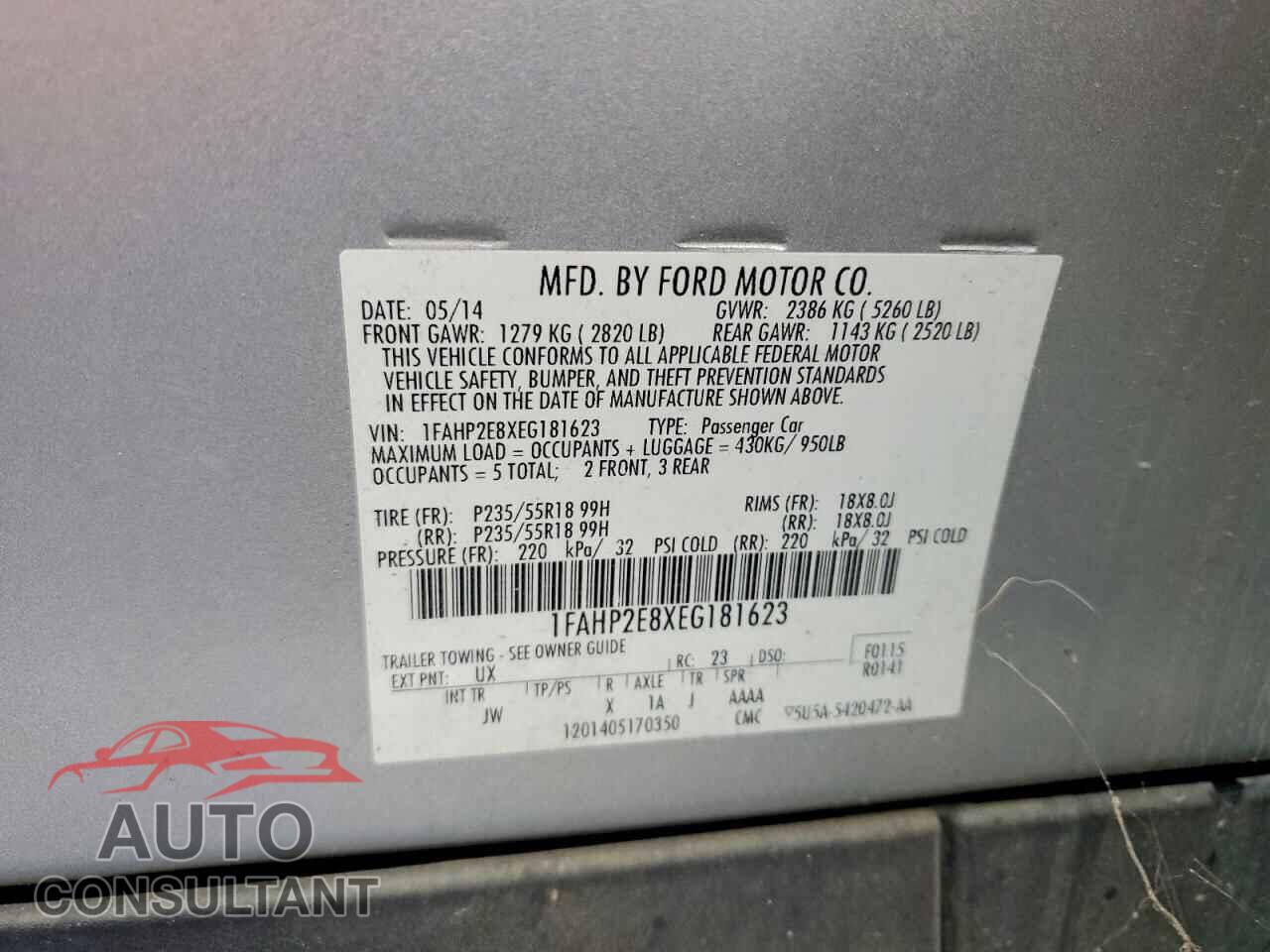 FORD TAURUS 2014 - 1FAHP2E8XEG181623