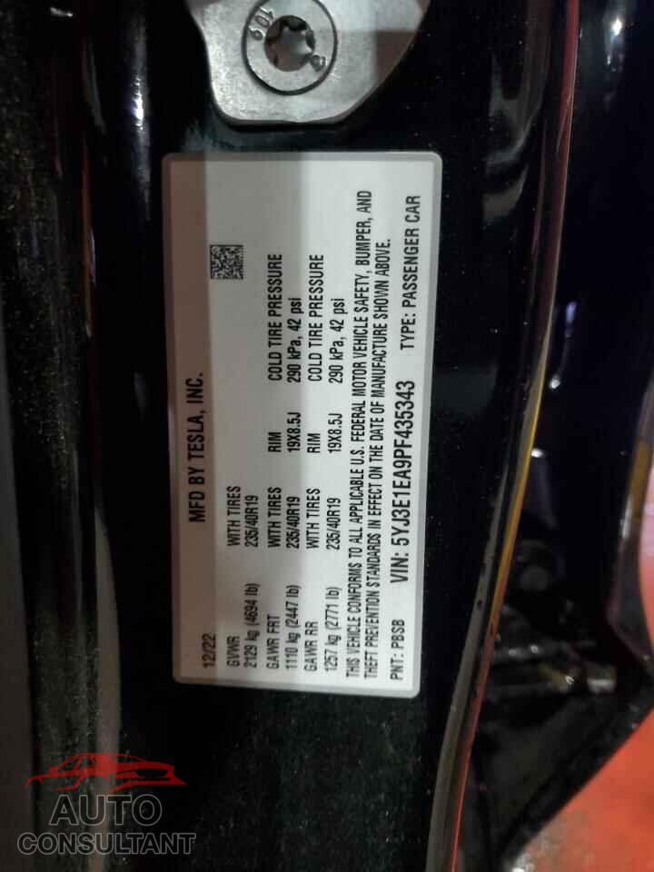TESLA MODEL 3 2023 - 5YJ3E1EA9PF435343