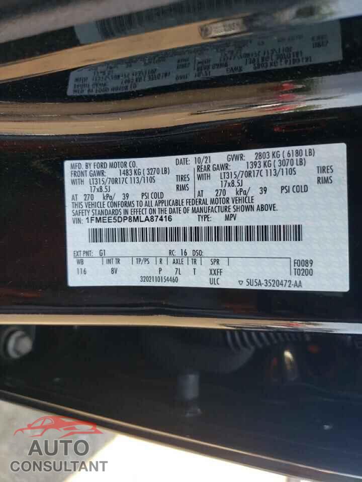 FORD BRONCO 2021 - 1FMEE5DP8MLA87416