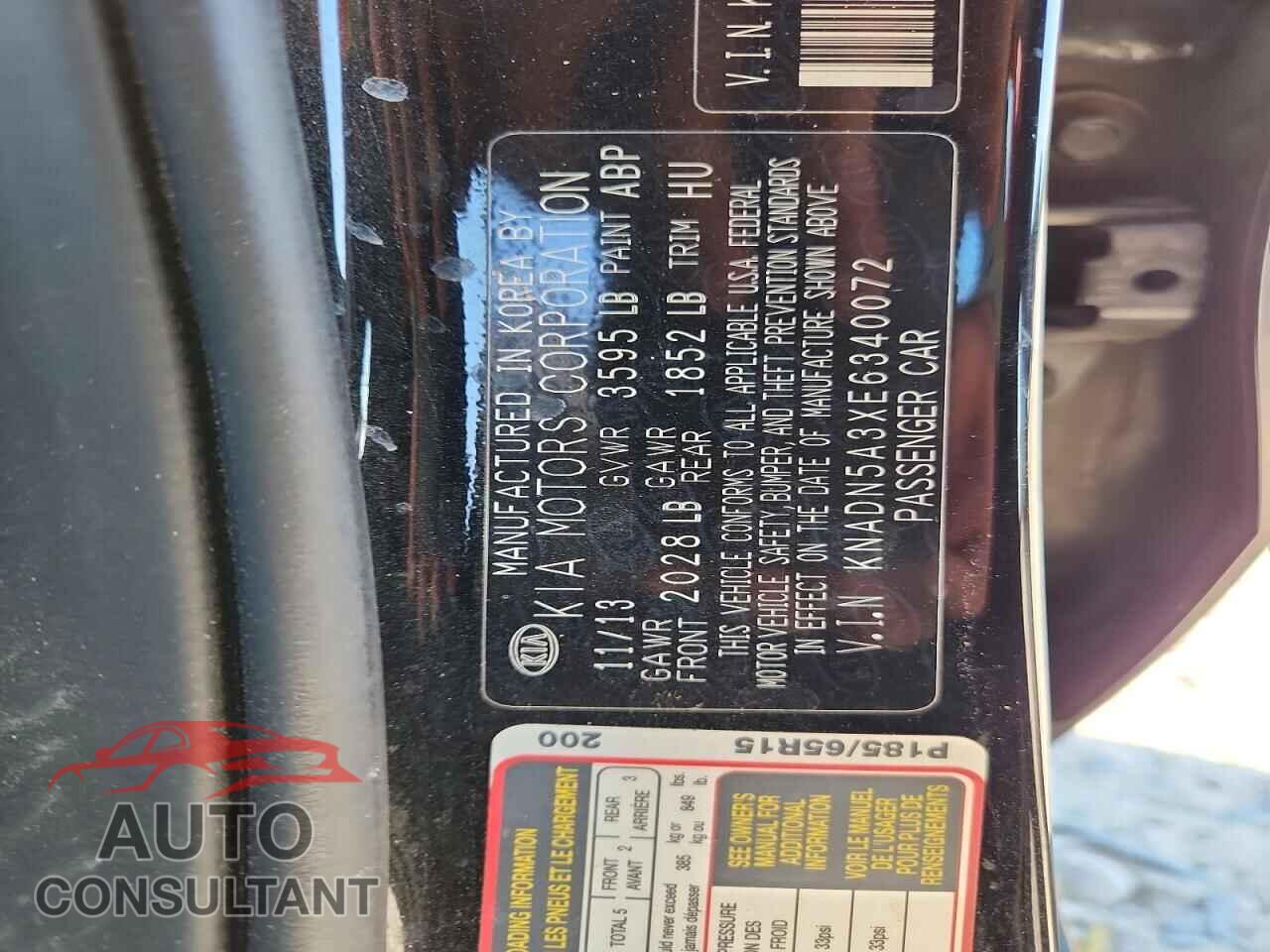 KIA RIO 2014 - KNADN5A3XE6340072