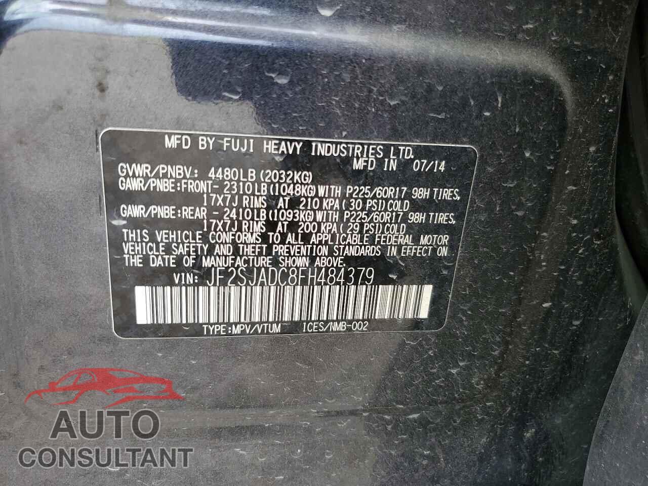 SUBARU FORESTER 2015 - JF2SJADC8FH484379