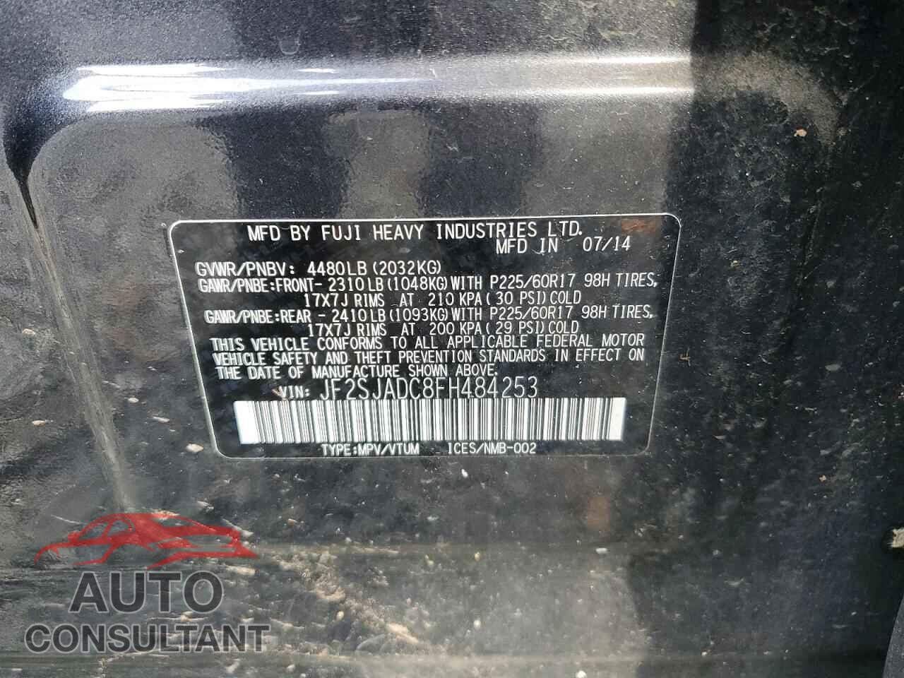 SUBARU FORESTER 2015 - JF2SJADC8FH484253
