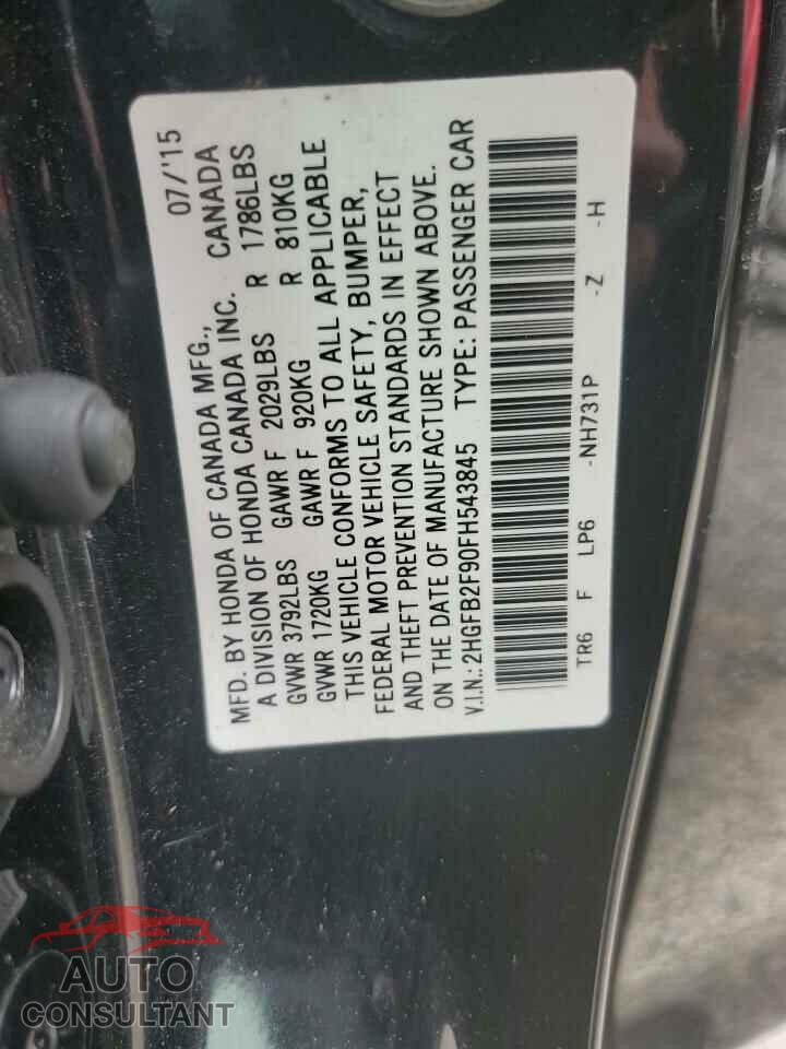 HONDA CIVIC 2015 - 2HGFB2F90FH543845