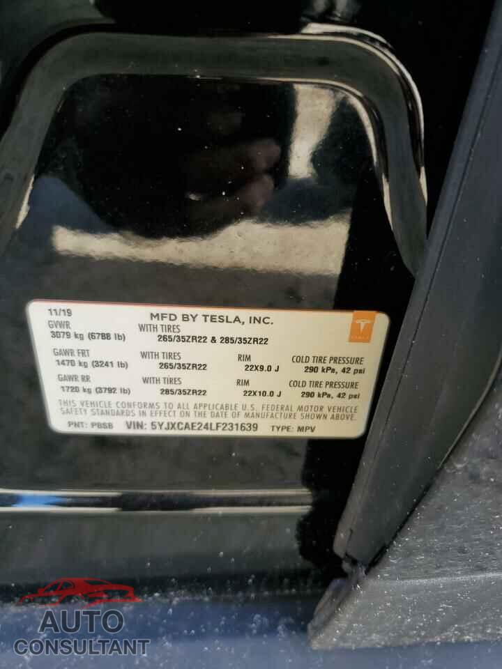 TESLA MODEL X 2020 - 5YJXCAE24LF231639