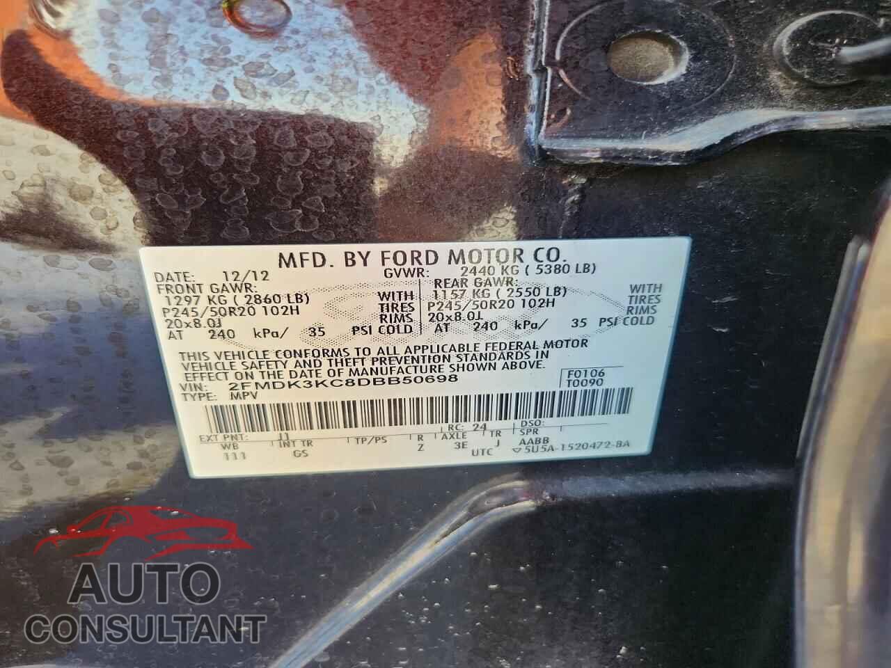 FORD EDGE 2013 - 2FMDK3KC8DBB50698