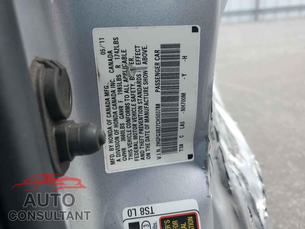 HONDA CIVIC 2012 - 2HGFG3B27CH503788