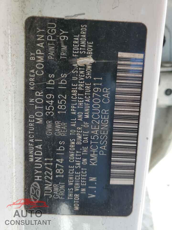 HYUNDAI ACCENT 2012 - KMHCT5AE2CU007911