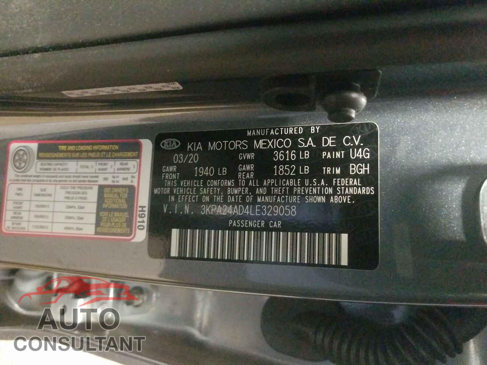 KIA RIO 2020 - 3KPA24AD4LE329058