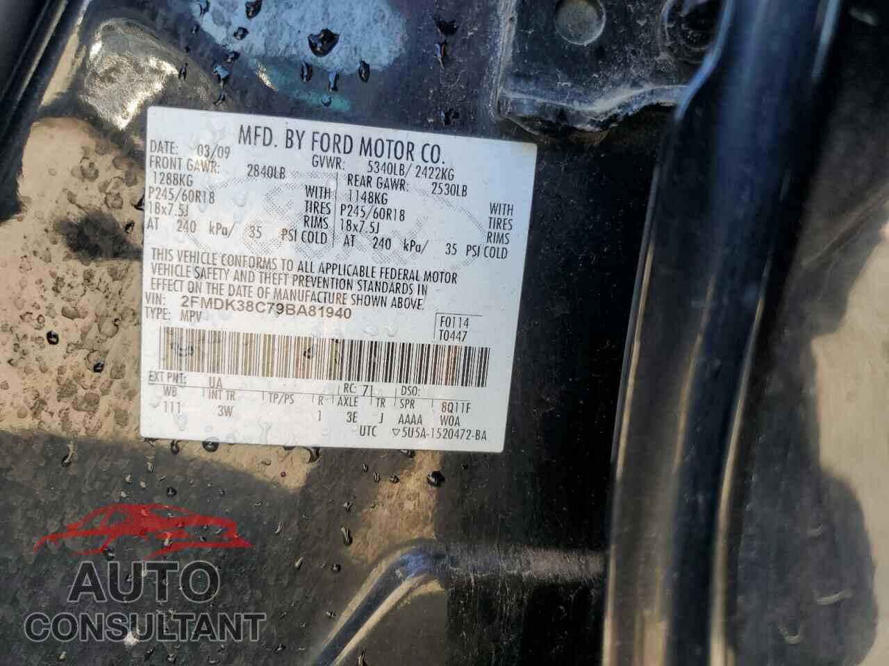 FORD EDGE 2009 - 2FMDK38C79BA81940