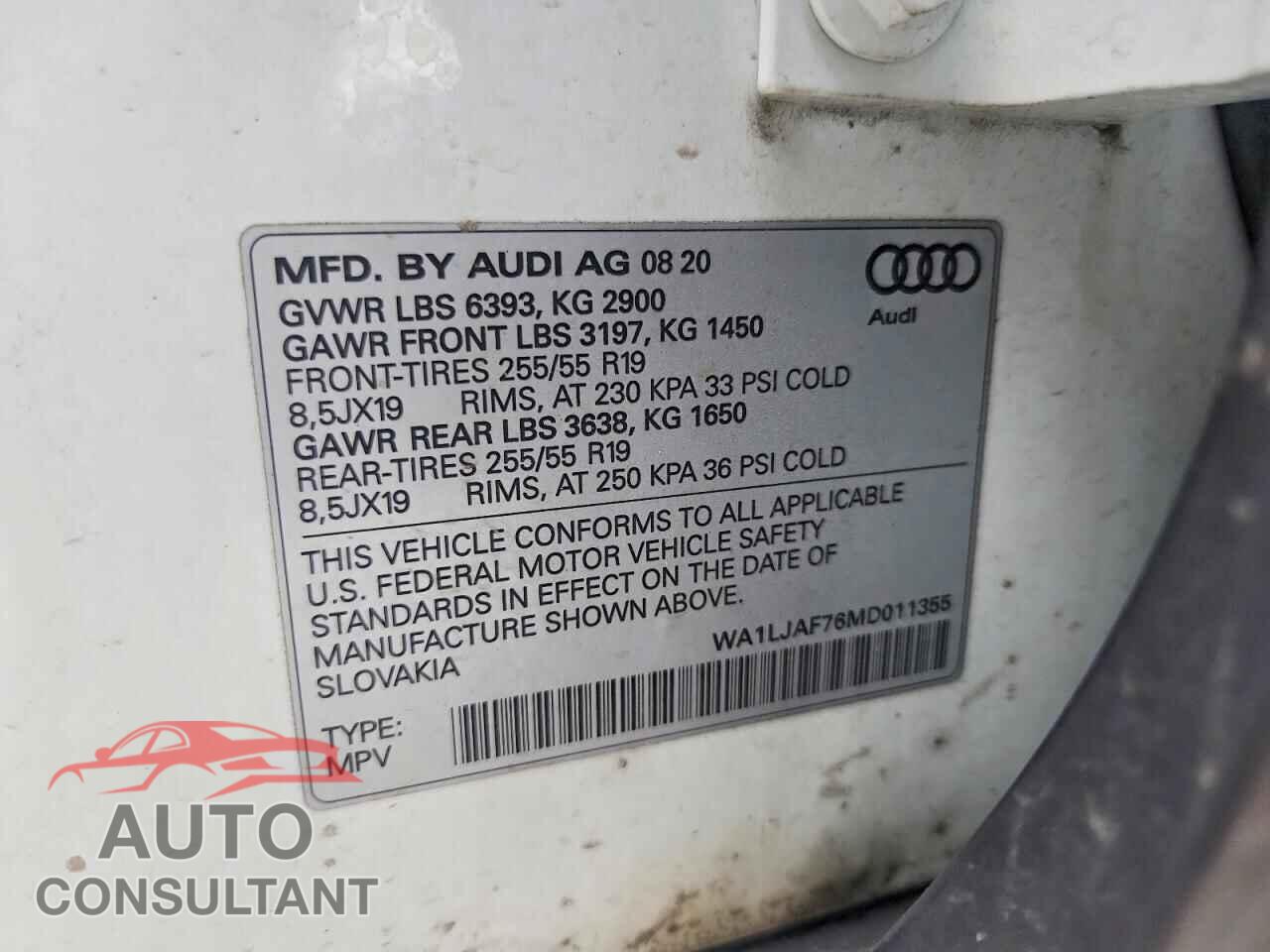 AUDI Q7 2021 - WA1LJAF76MD011355