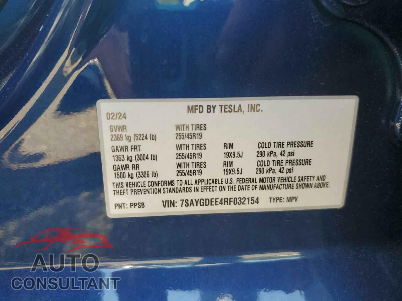 TESLA MODEL Y 2024 - 7SAYGDEE4RF032154