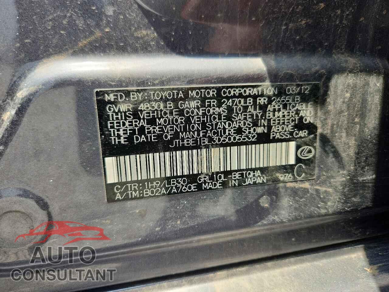 LEXUS GS350 2013 - JTHBE1BL3D5005532