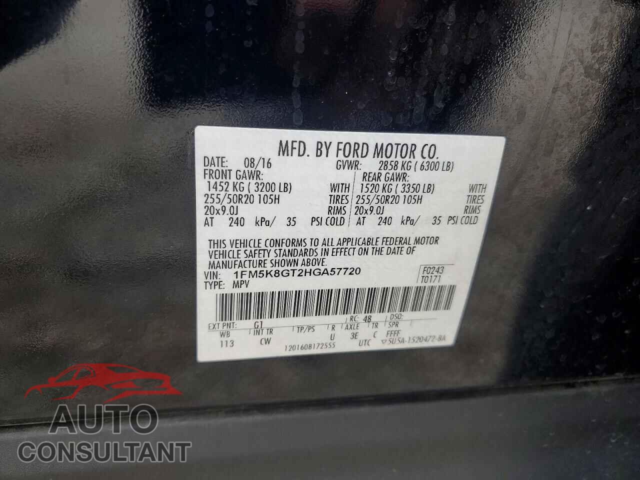 FORD EXPLORER 2017 - 1FM5K8GT2HGA57720