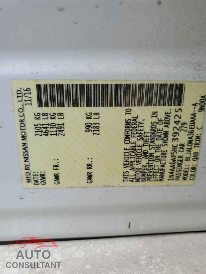 NISSAN MAXIMA 2017 - 1N4AA6AP5HC392425
