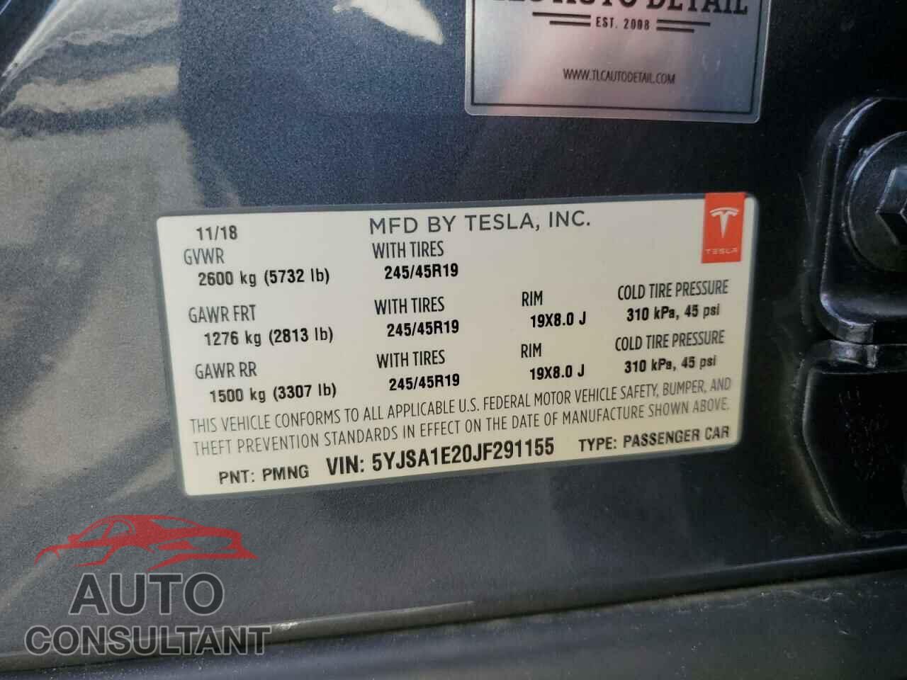 TESLA MODEL S 2018 - 5YJSA1E20JF291155