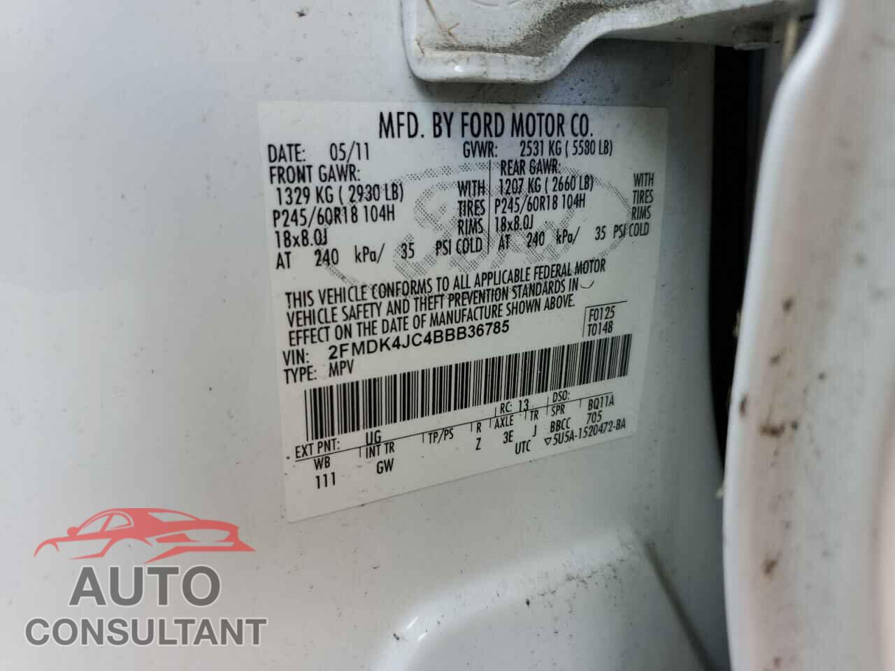 FORD EDGE 2011 - 2FMDK4JC4BBB36785