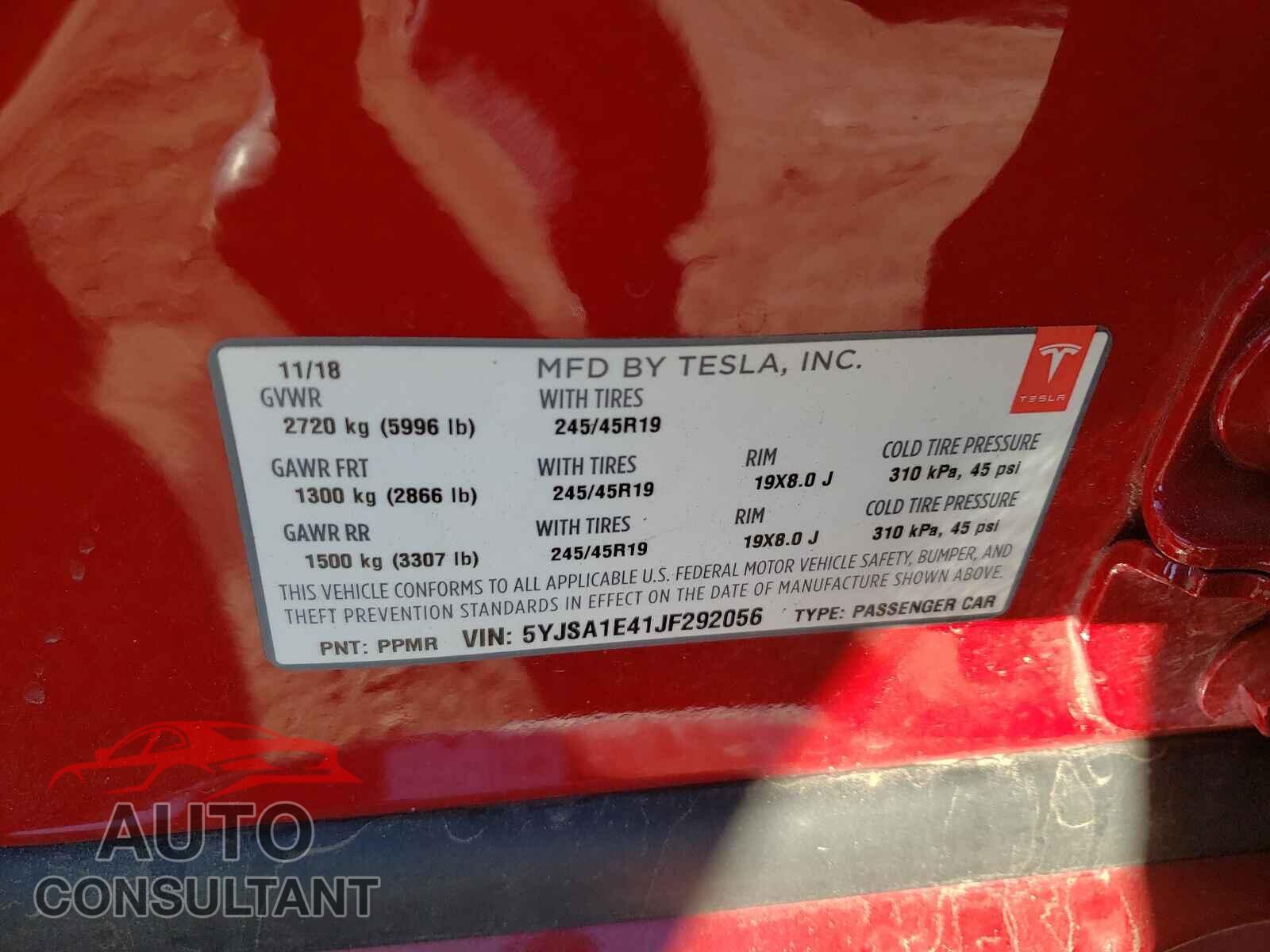 TESLA MODEL S 2018 - 5YJSA1E41JF292056