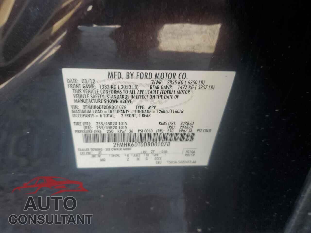 FORD FLEX 2013 - 2FMHK6DT0DBD01078